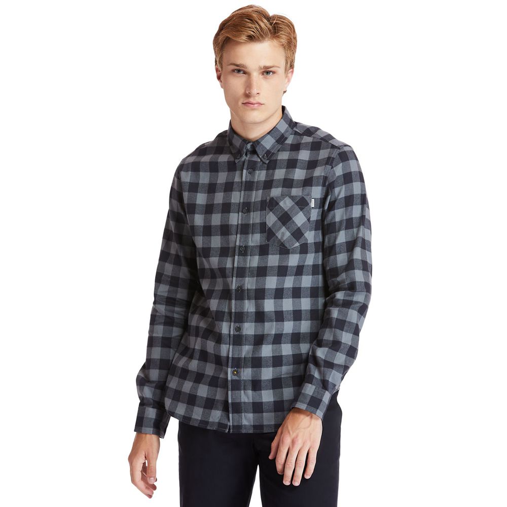 Timberland Πουκαμισα Ανδρικα Γκρι - Nashua River Long-Sleeve Flannel Check - Greece 6943825-EI